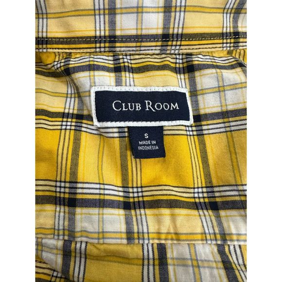 Club Room Men's Casual Yellow Plaid Long Sleeve Button Up Shirt, Size S - Picture 2 of 4